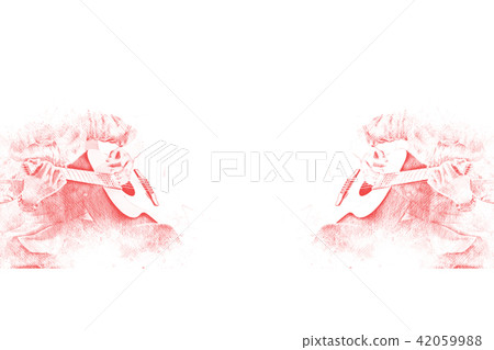 Guitar acoustic colorful on Watercolor painting 42059988