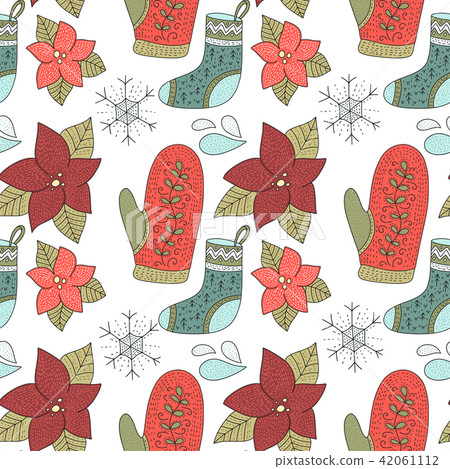 Christmas vector seamless pattern with detailed... - Stock Illustration ...