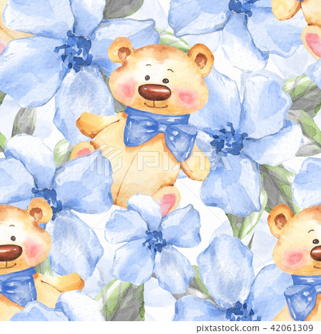 blue flower bear