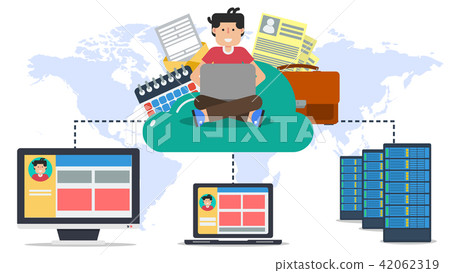Hosting, online cloud with user and computers 42062319