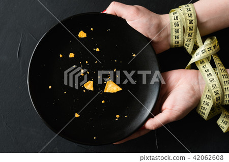 rigid diet fasting unhealthy weightloss hand plate 42062608