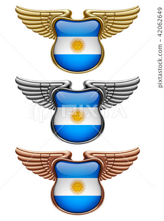 Award signs with wings and Argentina flag Award signs with wings and Argentina flag 42062649