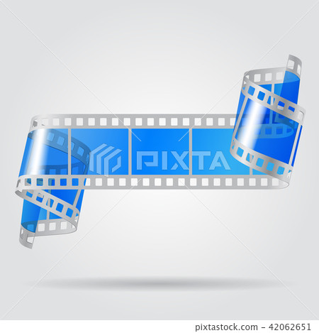 Paper curled film with blue transparent frames 42062651