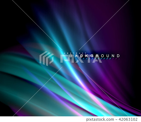 Neon glowing wave, magic energy and light motion background. Vector wallpaper template Neon glowing wave, magic energy and light motion background. Vector wallpaper template 42063102