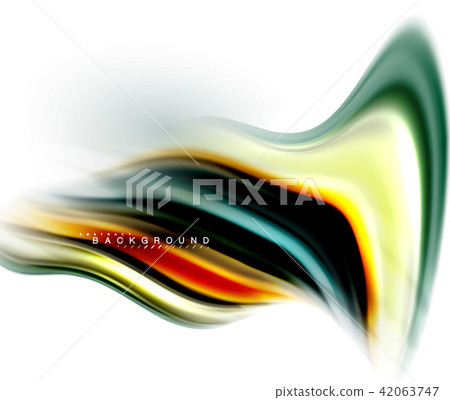 Fluid liquid mixing colors concept on light grey background, wave and swirl curve flow line, trendy 42063747