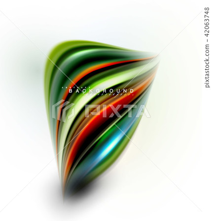 Fluid liquid mixing colors concept on light grey background, wave and swirl curve flow line, trendy 42063748