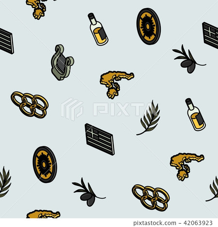 Greece color outline isometric pattern 42063923