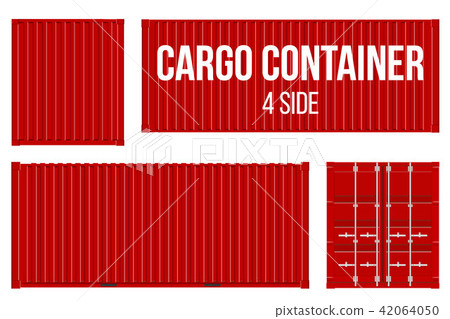 Creative vector illustration of sea freigh cargo containers views from different sides collection Creative vector illustration of sea freigh cargo containers views from different sides collection 42064050