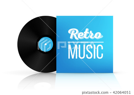 Creative vector illustration of realistic vinyl record disk in paper case box isolated on background Creative vector illustration of realistic vinyl record disk in paper case box isolated on background 42064051