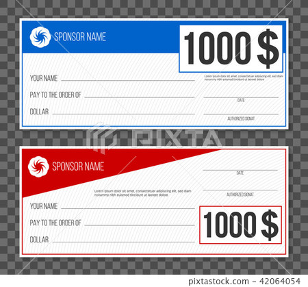 Creative vector illustration of payment event winning check isolated on background. Art design empty 42064054