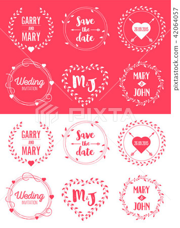 Creative vector illustration of save the date wedding witn name set isolated on background. Art Creative vector illustration of save the date wedding witn name set isolated on background. Art 42064057
