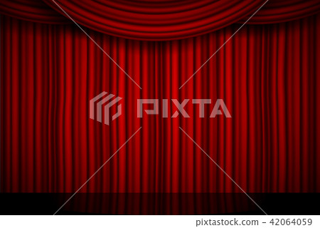 Creative vector illustration of stage with luxury scarlet red silk velvet drapes and fabric curtains Creative vector illustration of stage with luxury scarlet red silk velvet drapes and fabric curtains 42064059