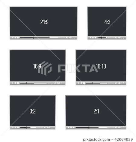 Creative vector illustration of web players for video, audio isolated on transparent background. Art 42064089