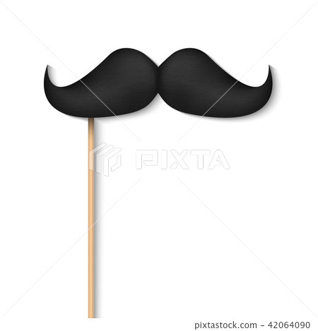 Creative vector illustration of realistic black mustaches on plastic stick isolated on transparent Creative vector illustration of realistic black mustaches on plastic stick isolated on transparent 42064090