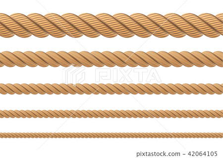Creative vector illustration of realistic nautical twisted rope knots, loops for decoration and 42064105