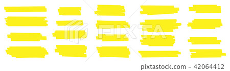 Creative vector illustration of stain strokes, hand drawn yellow highlight japan marker lines Creative vector illustration of stain strokes, hand drawn yellow highlight japan marker lines 42064412