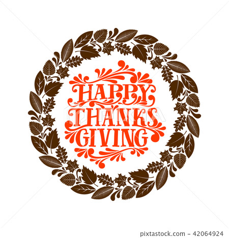 Typography of Thanksgiving. Beautifully decorated Typography of Thanksgiving. Beautifully decorated 42064924