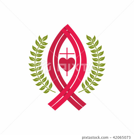 Church logo. Christian symbols. Cross, Jesus fish Church logo. Christian symbols. Cross, Jesus fish 42065073