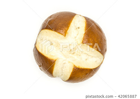 Fresh Bavarian bread bun isolated on white 42065887