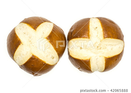 Fresh Bavarian bread bun isolated on white Fresh Bavarian bread bun isolated on white 42065888