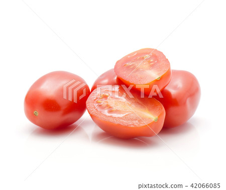 Red cherry tomatoes isolated on white Red cherry tomatoes isolated on white 42066085