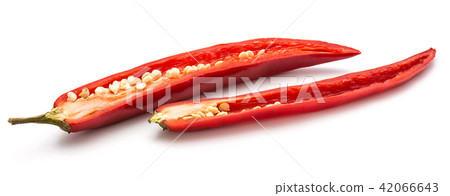Fresh sliced chilli pepper isolated on white Fresh sliced chilli pepper isolated on white 42066643