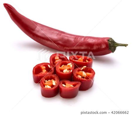 Fresh sliced chilli pepper isolated on white Fresh sliced chilli pepper isolated on white 42066662