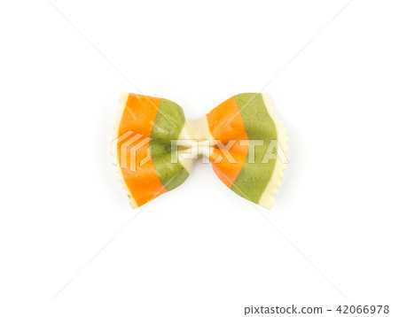 Colourful raw farfalle isolated on white Colourful raw farfalle isolated on white 42066978