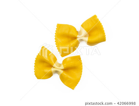 Colourful raw farfalle isolated on white Colourful raw farfalle isolated on white 42066998
