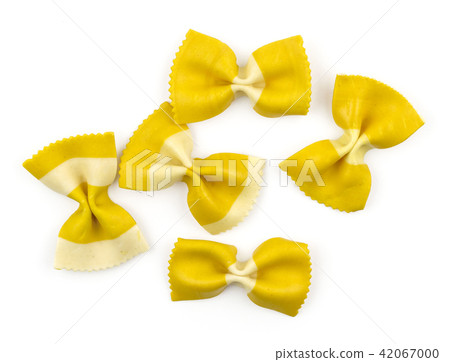 Colourful raw farfalle isolated on white Colourful raw farfalle isolated on white 42067000