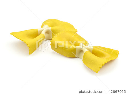 Colourful raw farfalle isolated on white 42067033