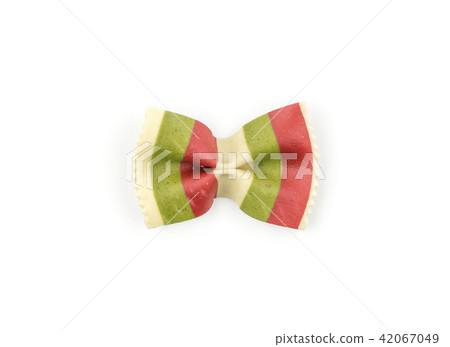 Colourful raw farfalle isolated on white Colourful raw farfalle isolated on white 42067049