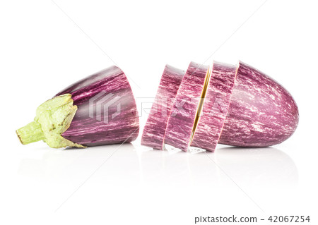Fresh raw striped Eggplant isolated on white Fresh raw striped Eggplant isolated on white 42067254