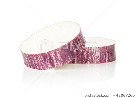 Fresh raw striped Eggplant isolated on white 42067260