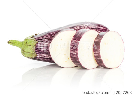 Fresh raw striped Eggplant isolated on white 42067268
