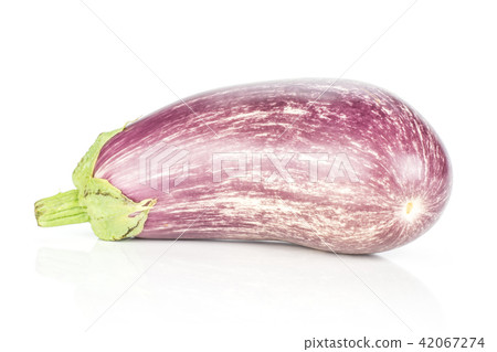 Fresh raw striped Eggplant isolated on white 42067274