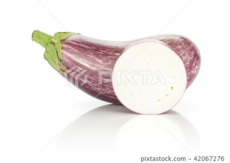 Fresh raw striped Eggplant isolated on white 42067276