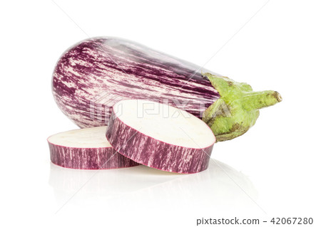 Fresh raw striped Eggplant isolated on white 42067280