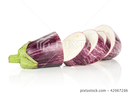 Fresh raw striped Eggplant isolated on white 42067286