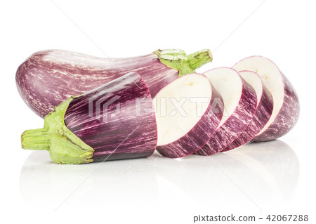 Fresh raw striped Eggplant isolated on white 42067288