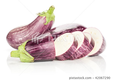 Fresh raw striped Eggplant isolated on white 42067290