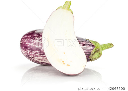 Fresh raw striped Eggplant isolated on white 42067300
