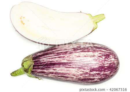 Fresh raw striped Eggplant isolated on white Fresh raw striped Eggplant isolated on white 42067316