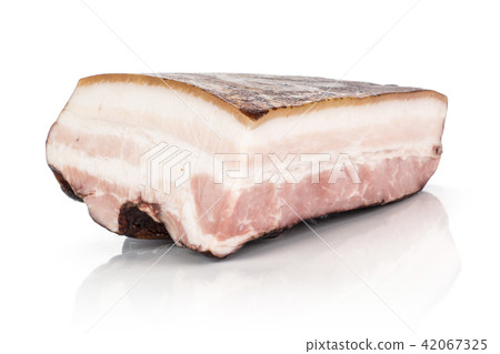 Fresh smoked english bacon isolated on white Fresh smoked english bacon isolated on white 42067325
