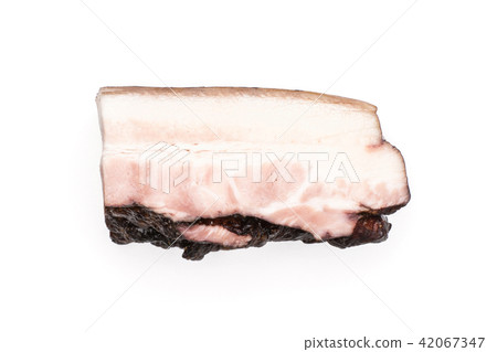 Fresh smoked english bacon isolated on white 42067347
