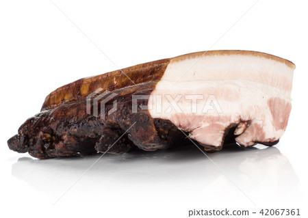 Fresh smoked english bacon isolated on white Fresh smoked english bacon isolated on white 42067361