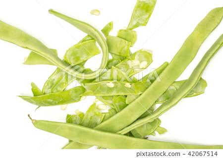 Fresh Flat Green Bean isolated on white Fresh Flat Green Bean isolated on white 42067514