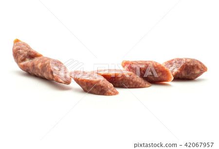 Hungarian dry sausage isolated on white 42067957