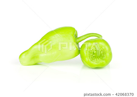 Fresh raw light green pepper isolated on white 42068370