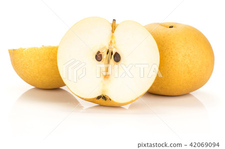 Fresh Nashi golden pear isolated on white Fresh Nashi golden pear isolated on white 42069094
